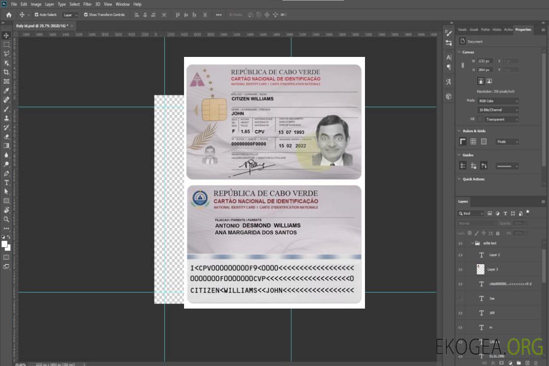 Carte d'identité du CABO-VERT template Carte d'identité du CABO-VERT template